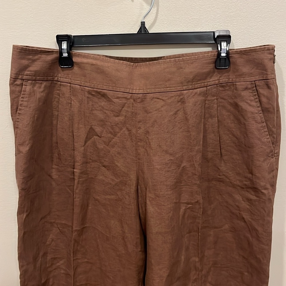 J. Jill Linen Capri Brown Linen Pants - Picture 2 of 6